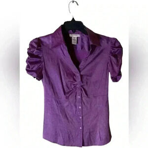 Vintage Covington Women's Blouse Size Large Short Sleeves Button Front Top